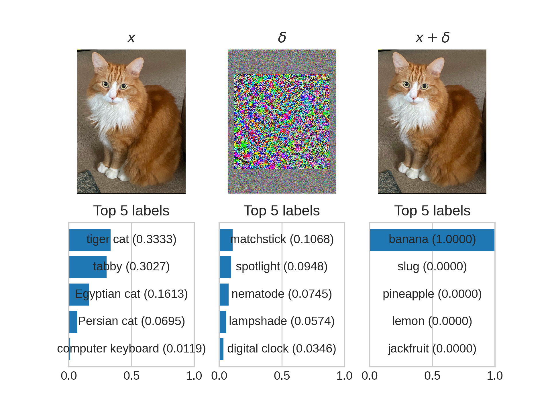 Images of Maxwell the cat which look identical, but one is classified as a cat, and the other a banana!